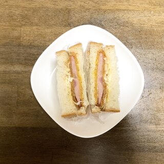 朝食レシピ　サンドイッチ　ハムカツサンド